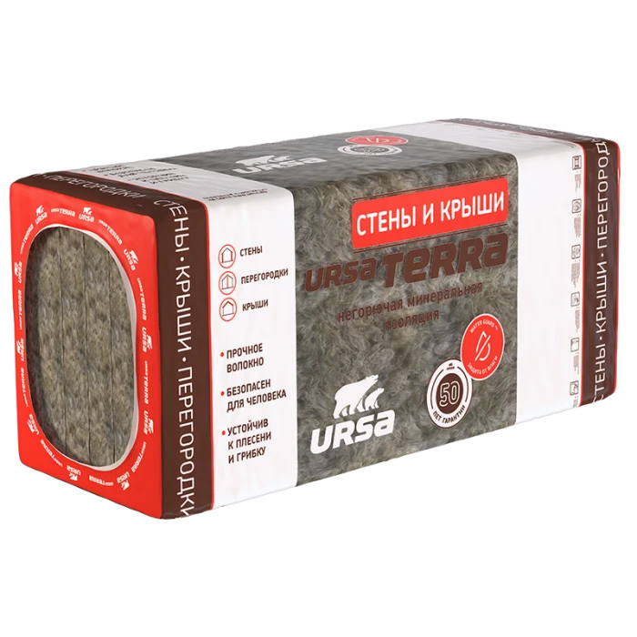 Утеплитель Ursa Terra 36 PN cтены и крыши 50х610х1250